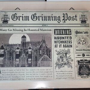 Spirit Halloween Disney HAUNTED MANSION Grim Grinning Post Herald Newspaper Sign